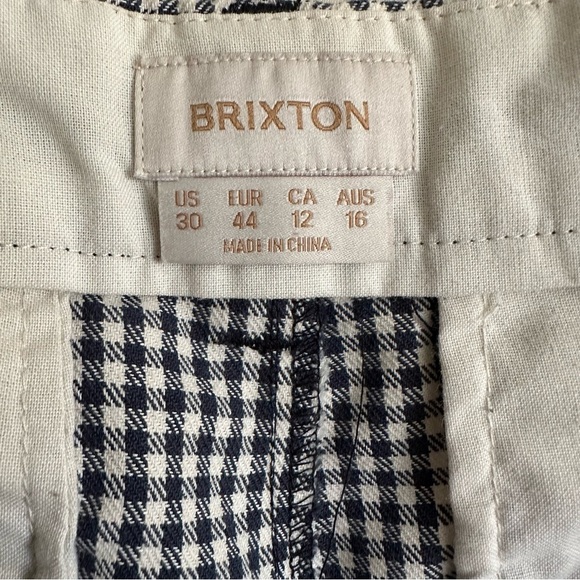BRIXTON Victory Washed Navy Gingham Trouser Pants High Waisted Straight Leg 30 - Picture 10 of 16